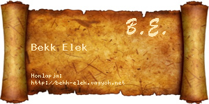 Bekk Elek névjegykártya